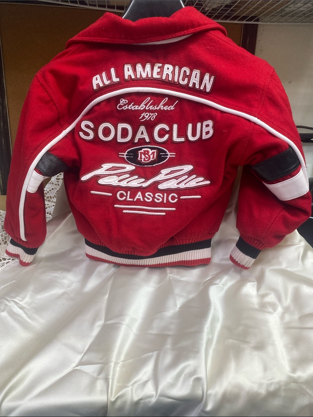 Pelle Pelle Red Soda Club Bomber Jacket with White & Black Trim